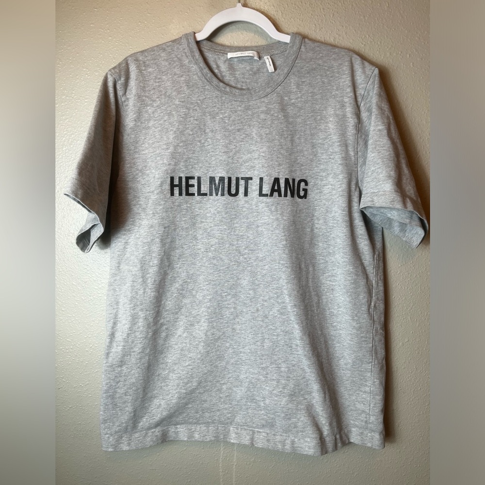 Helmut Lang Logo Grey Short Sleeve T-Shirt Men’s size L - Picture 2 of 5